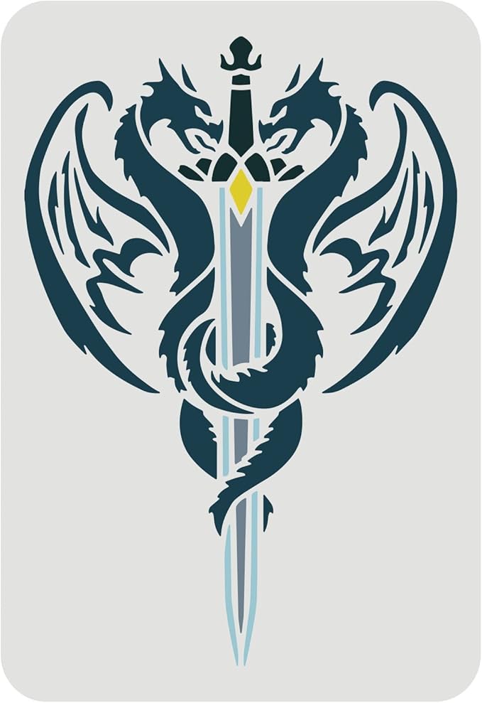 FINGERINSPIRE Dragon Plastic Stencil - 11.7x8.3 inch DIY Dragon Wing Pattern Reusable Stencil Templates for Wood, Floor, Wall