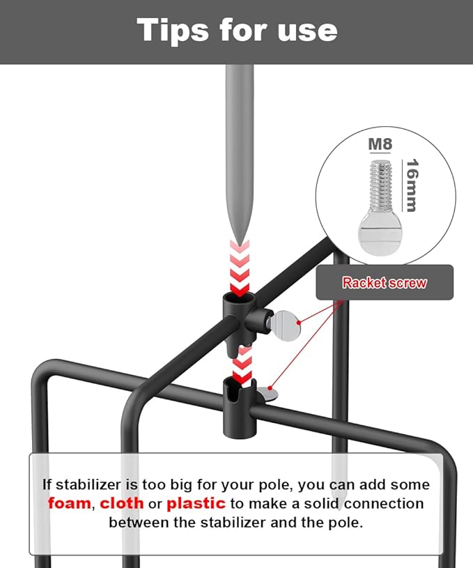 Garbuildman Pole Stabilizer Stand Applies to 0.62” Poles, Outdoor Bird Feeder Pole Base, In-Ground Anchor Support for Shepherds Hooks, Black, 1 Pack