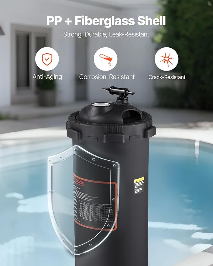 VEVOR 2025 Pro Pool Cartridge Filter System 100 Sq.Ft, Pool Filter for Inground & Above Ground Pools, Compatible W/Pumps 1/2HP~1HP | Up to 6142 GPH Max Flow, Pool Filters for Pools Up to 23775 Gallons