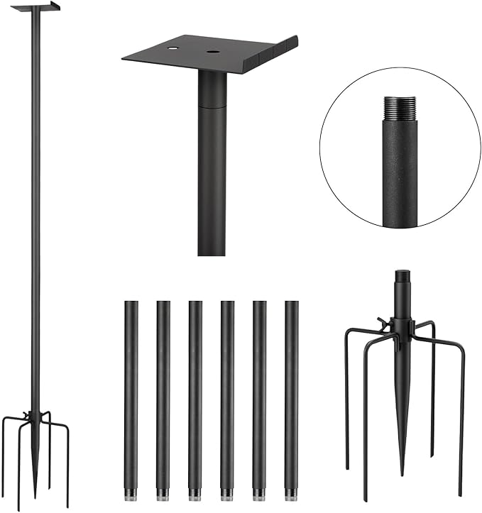 Bird Feeder Pole Kit 80.5 Inch, Outdoor Heavy Duty Birdhouse Pole, 6 Base Adjustable Bird Feeder Holder (for G08,G11Bird Feeder)