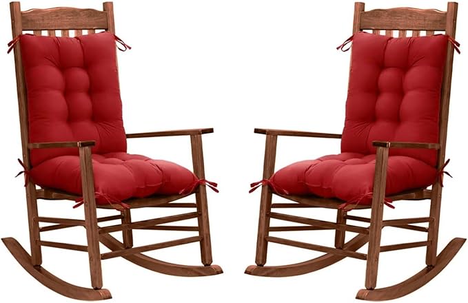 2 Pack Patio Chair Cushion Rocking Chair Pad with Ties Overstuffed Seat Back Cushion Pad for Outdoor Indoor Use Burgundy