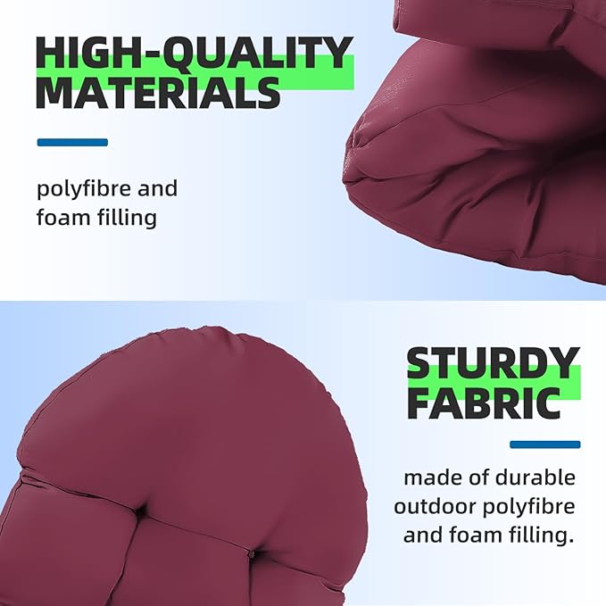 Outdoor Adirondack Chair Cushions Set of 2, 50x21x4 Inch Rocking Chair Cushion, High Back Patio Soft Seat Pad with Ties, Indoor Outside Use, Fade-Resistant & Waterproof, Burgundy
