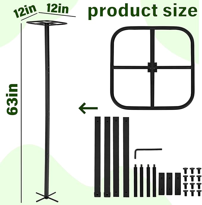 2-Pack 63-Inch Metal Dragon Fruit Trellis - Sturdy Support for Climbing Plants in Outdoor Gardens, Perfect for Dragonfruit, Tomatoes, Eggplants, and Beans - Durable, Stable & Easy to Install