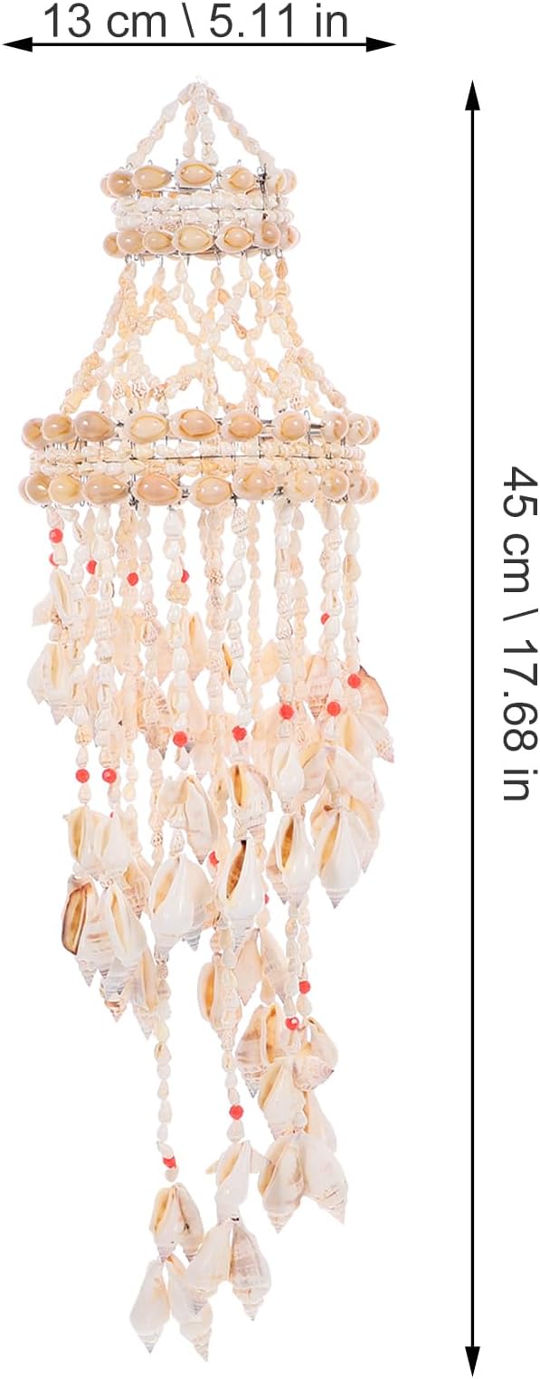 BESPORTBLE Hanging Shell Wind Chime Handmade Nautical Wind Chimes Creative Seashell Pendant Decoration Outside Patio Yard Garden Hanging Ornament Home Decor Beach Decor (23.5 Inch)