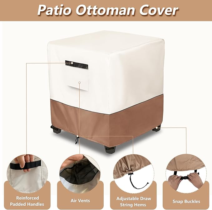 Outdoor Rocking Chair Side Table Cover, Heavy Duty All-Weather Patio Side Table Cover Fits Square Small Tables (13 x 16.5 x 17 Inches)