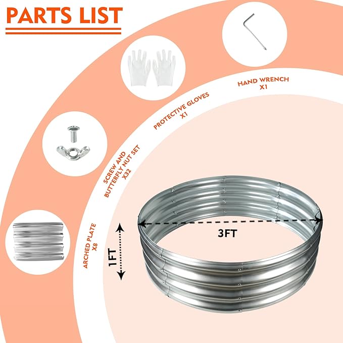 36 Inch Round Galvanized Fire Pit Ring/Fire Ring - Foldable and Perfect for Outdoor Gatherings and Campfires in the Yard/Garden/Park/Beach (3 FT Diameter, Silver)