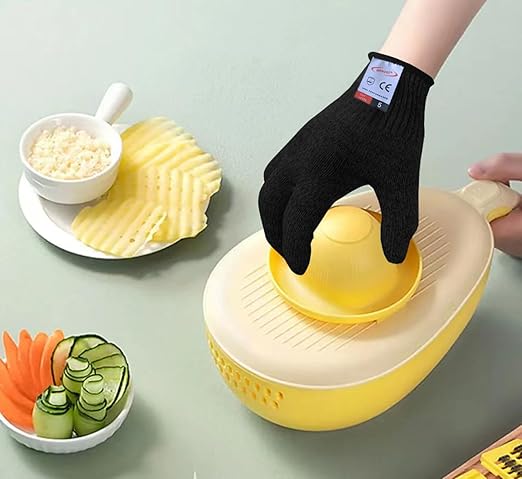 Cutting Gloves, 2 Pairs of Cut Resistant Gloves Food Grade, Cut Resistant Gloves for Kitchen, Oyster Shucking, Fish Fillet Processing, Carving Wood and Gardening(Large-Black)