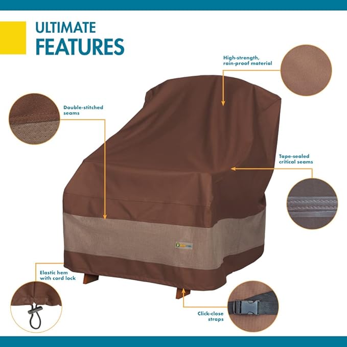 DUCKCOVERS Ultimate Waterproof 32 Inch Patio Adirondack Chair Cover, Patio Furniture Covers