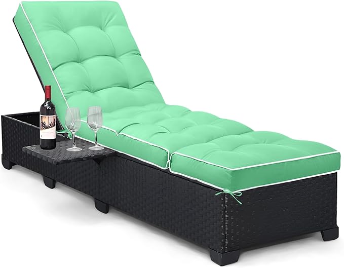 Outdoor Chaise Lounge Chair Cushion, Waterproof Non-Slip Patio Chaise Lounge Cushions for Outdoor Furniture, Thickened Patio Pool Lounger Chair Cushion, 76.4 x 22.8 x 4.7 Inches, Cyan