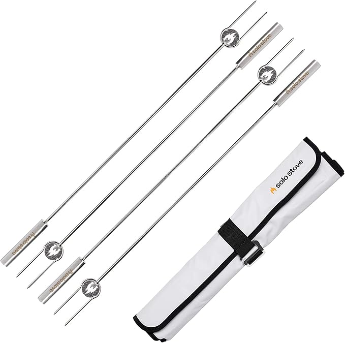 Solo Stove for Fire Pits Sticks Stainless Steel, Great for Roasting Marshmallows and Hot Dogs Marshmallow Sticks Fire Pit Accessories for Smores Maker | Set of 4 with Protective Casing