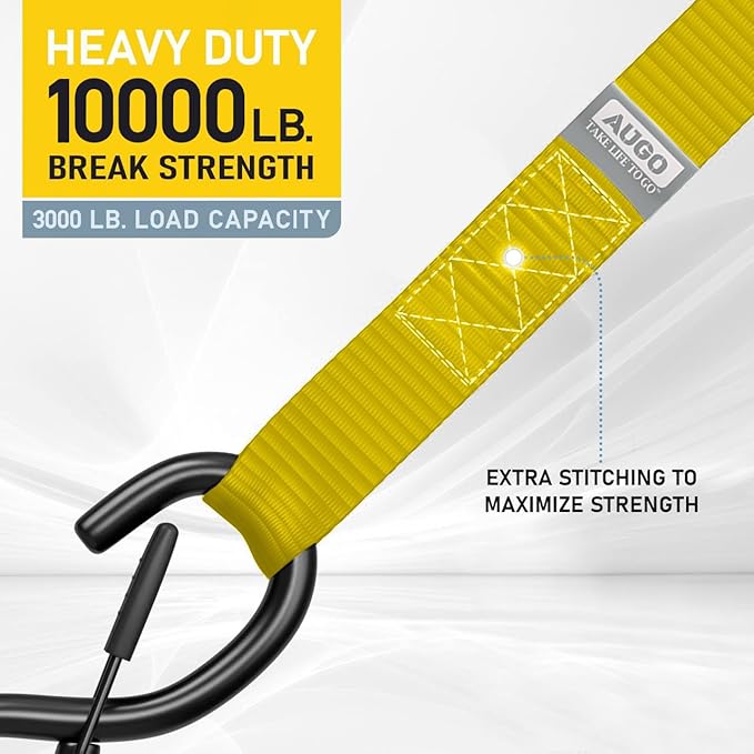 AUGO Heavy Duty Soft Loops –Pack of 6-1.5” x 17” Tie Down Anchor Straps for Use w/Ratchet Strap Hooks – 3000Lb Load Capacity & 10,000Lb Break Strength – Great for Motorcycle, Bike, Roof Rack, Etc.