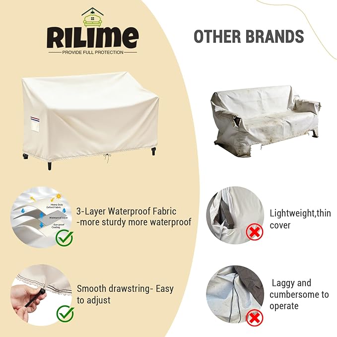 Outdoor Loveseat Cover, Waterproof Outdoor Loveseat/Glider/Sofa/Furniture Cover-58"L x 33"W x 32"H