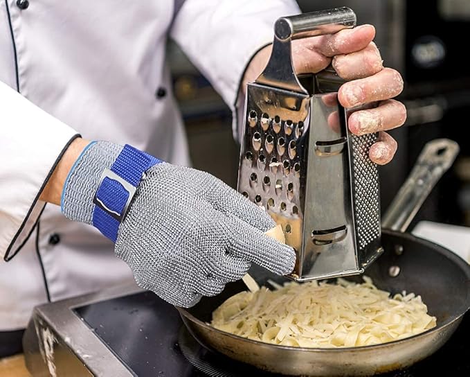 Schwer ANSI A9 Cut Resistant Glove, Food Grade Stainless Steel wire Mesh Metal Gloves, Knife Cutting Gloves for kitchen Mandoline Slicing Butcher Meat Cutting Oyster Shucking Fish Fillet（S, 1 PCS）