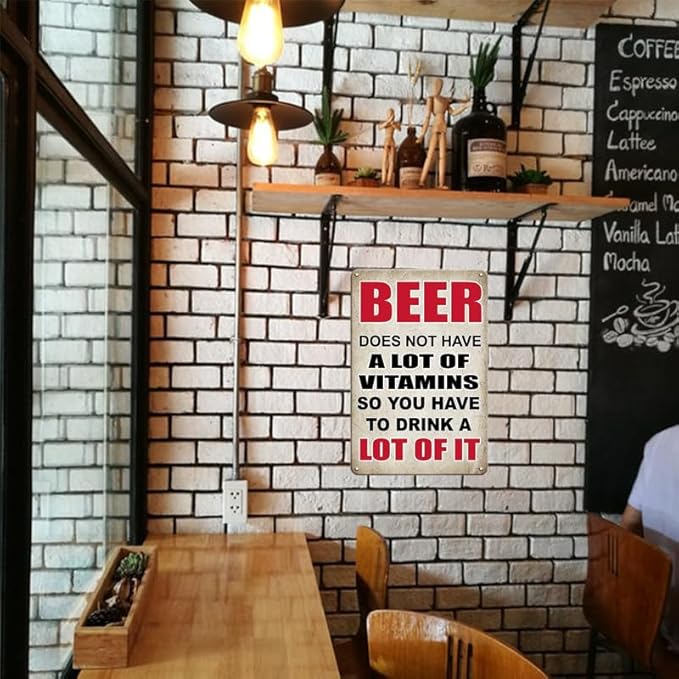 Retro-Style Funny Beer Tin Sign - Vintage Metal Wall Decor for Bar, Pub, Garage, and Tribal Table - Water-Proof, Dust-Proof, and Gift for Beer Lovers