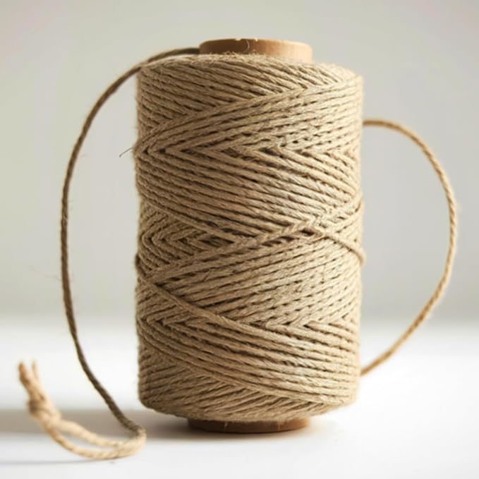 Jute Twine Rope 2mm, 656 Feet, All-Purpose Reinforced Twisted String, for Packing, Gardening, Crafts, and DIY Projects