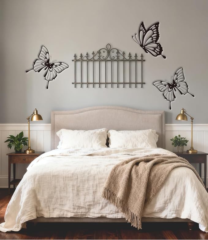 Large Butterflies Metal Wall Decor - 3 Pack Elegant Rust-Proof Butterfly Wall Art for Indoor & Outdoor - Farmhouse Living Room, Bedroom, Bathroom, Patio Decor, Unique Housewarming Gift Idea