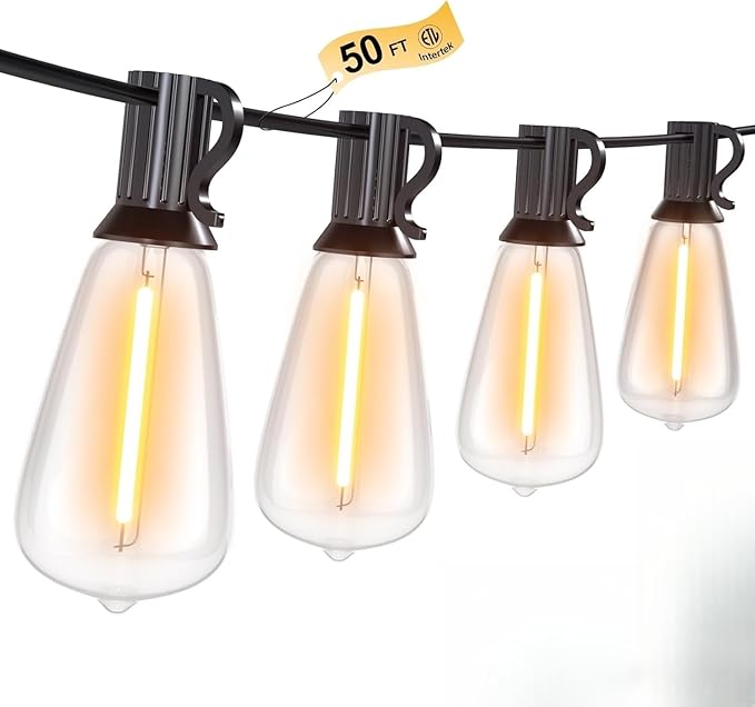 Outdoor String Lights (50FT-Warm White (no Remote))