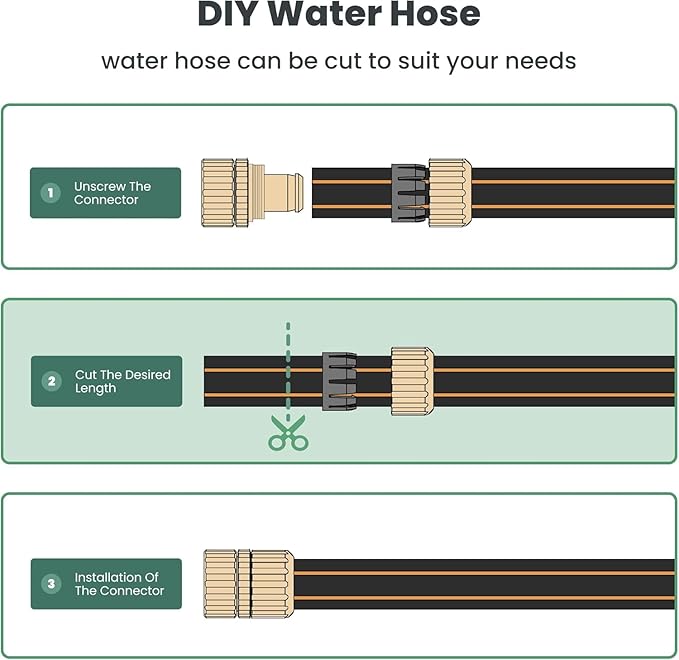 Giraffe Tools Garden Hose 5/8" x 10ft, Custom Length, No Kink, Flexible, Leakproof Water Hose, Double Female Fittings, 600 Burst PSI, 10ft, Black Orange