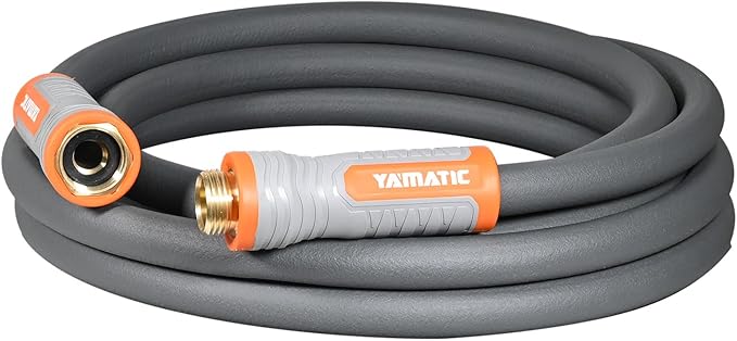 YAMATIC Short Garden Hose 5/8 in x 10 ft with Swivel Handle, Super Flexible Leader Hose, All-weather, Lightweight, Burst 600 PSI, Gray