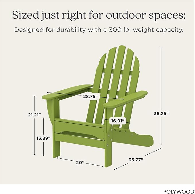 POLYWOOD AD4030LI Classic Outdoor Adirondack Chair, Lime