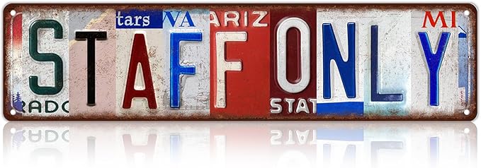 Vintage Staff Only Metal Tin Signs Street Signs Man Cave Bar Cafe Home Wall Decor 16 x 4 Inches