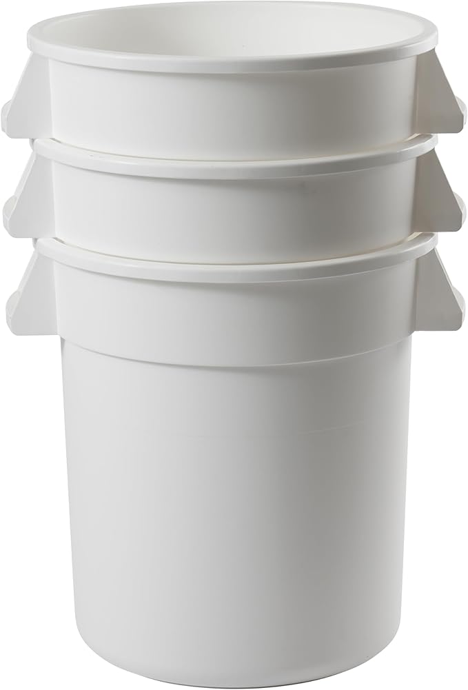 Winco Heavy-Duty Round Waste Container/Trash Can, 20 Gallon, White