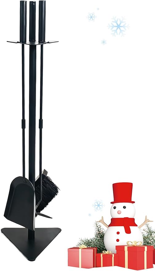 Tomersun Small 23 Inch Fireplace Tools Set Indoor 4 Pcs Fireplace Tools with Fireplace Poker, Shovel, Broom, Fireplace Tool Stand