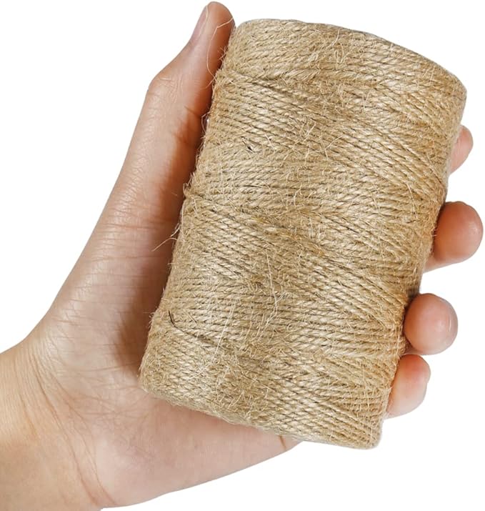 Tenn Well 1000 Feet Natural Jute Twine, 2mm Twine String for Arts and Crafts, Gardening, Gift Wrapping, Packaging, Festive Decorations (2PCS x 500 Feet)