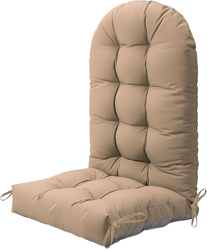 Adirondack Chair Cushion, Thickened Patio Chair Cushions with Ties, Waterproof and UV-Protected Rocking Chair Cushion for Indoor and Outdoor, Khaki.