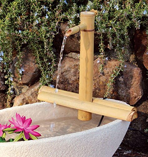 12” Bamboo Fountain Kit – Adjustable Half Round Spout with Quiet Pump for Indoor/Outdoor Bowl Fountains – Container Not Included | Natural Bamboo Water Feature for Zen Garden, Patio & Home Décor