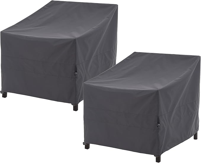 WJ-X3 Grey Patio Chair Covers, Heavy Duty Waterproof Outdoor Adirondack Covers, Tolix Chairs, 34" W x 36" D x 36" H, 2 Pack