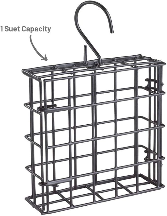 More Birds Suet Cage Bird Feeder, Fruit and Suet Feeder, Single Cake Capacity ,Black