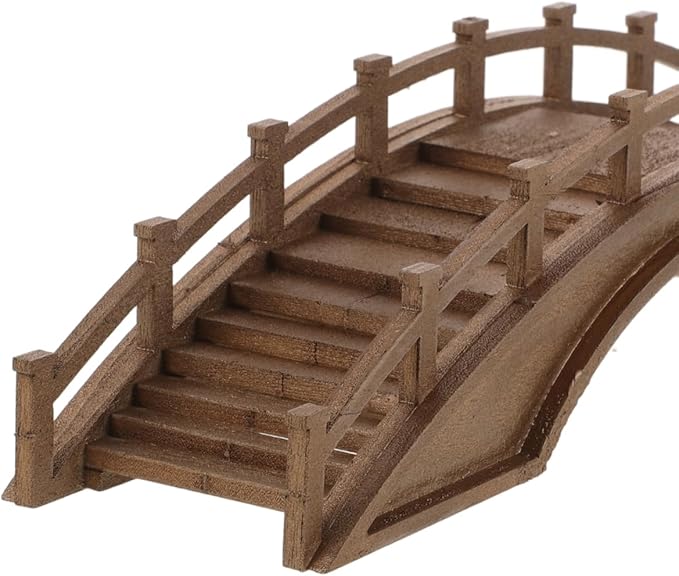 Miniature Wooden Arch Bridge Figurine for Bonsai Landscape Decor Tiny Wood Bridge Model for Micro Garden Scene and Outdoor Patio Decoration