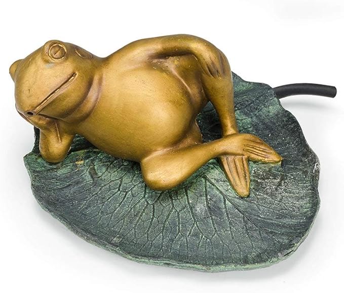 Aquascape Lazy Frog on Lily Pad Spitter Fountain for Ponds and Water Gardens | 78311