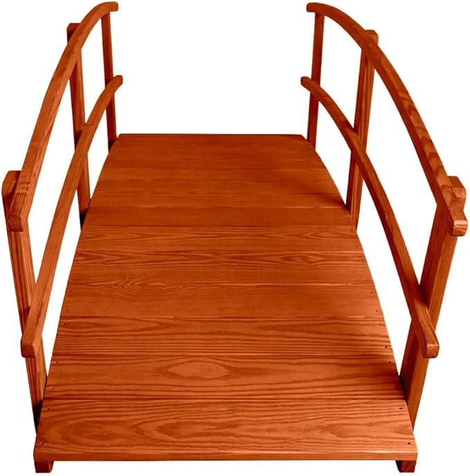 8 FT Cedar Amish Made Garden Bridge with Double Rails for Walkway, Backyard Pond & Landscaping, Outdoor Wooden Footbridge for Koi Pond, Japanese Style Decorative Bridge, Made in USA