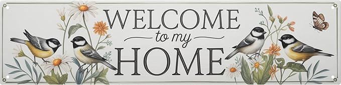 WSUPBPR Welcome To My Home Metal Sign 4x16in Hospitality Plaque for Entryway Wall Decor Host Gift