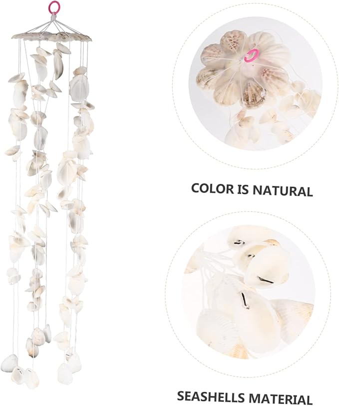 HANABASS Shell Wind Chime 20.86In Natural Hanging Ornament with Melodious Sound for Outdoor Patio Garden and Indoor Room Decor Relaxing Door Wind-Bell