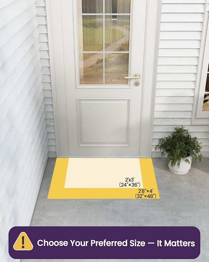 DEXI Front Door Mat Outside Entrance, 2x3 Spring Welcome Entryway Doormat Dirt Trapper, Heavy Duty Non Slip Entry Mats for Patio Garage Porch Home, Green Hello