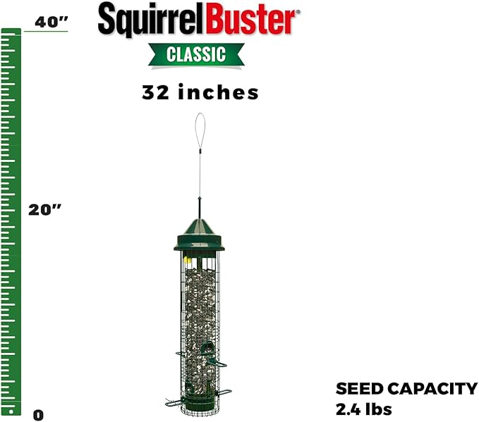 Squirrel Buster Classic Squirrel-proof Bird Feeder w/4 Feeding Ports, 2.4-pound Seed Capacity