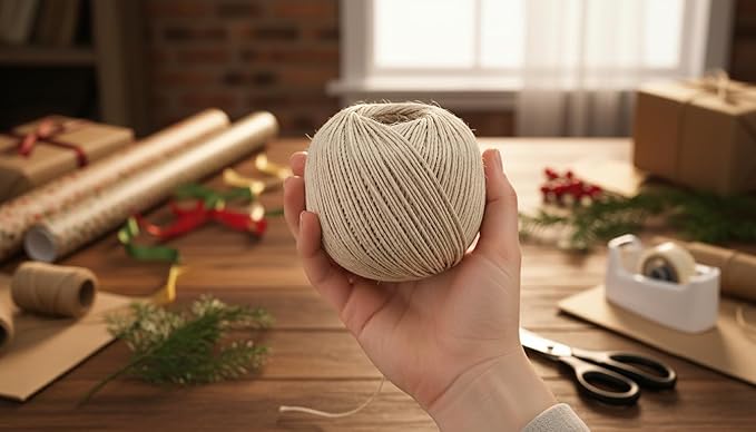 Premium Brazilian Sisal Twine, Natural Fiber 100% Sisal, Heavy-Duty, Ultra Durable, Ideal for DIY Projects, Home Decor, Gardening, Crafting, Gifting, Wrapping (1640 ft / 500 m Ball)