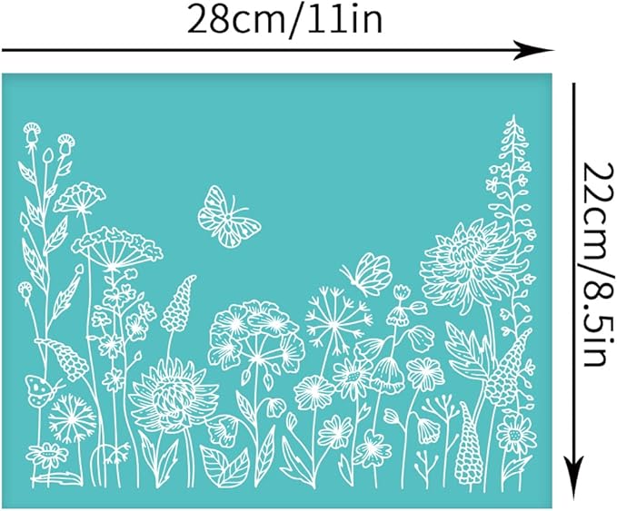 OLYCRAFT 2Pcs 11x8.6 Inch Self-Adhesive Silk Screen Printing Stencil Plants Pattern Mesh Transfers Stencil Flower Butterfly Silk Screen Stencils for Painting on Wood DIY T-Shirt Fabric