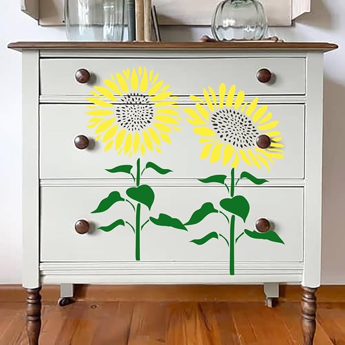 Large Flower Stencils for Wood Fence Sunflower Stencils for Painting Floral Stencil Templates for Walls Furniture Fabrics