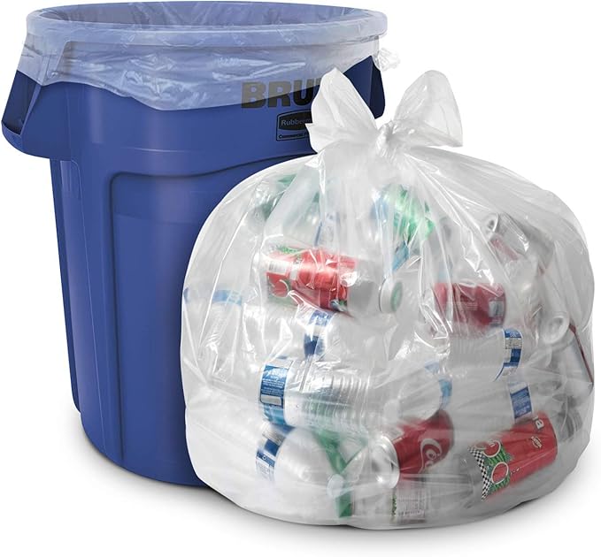 Aluf Plastics 55-60 Gallon 1.5 MIL Clear Garbage Bags - 38" x 58" - Pack of 50 - For Contractor, Industrial, Healthcare, & Municipal