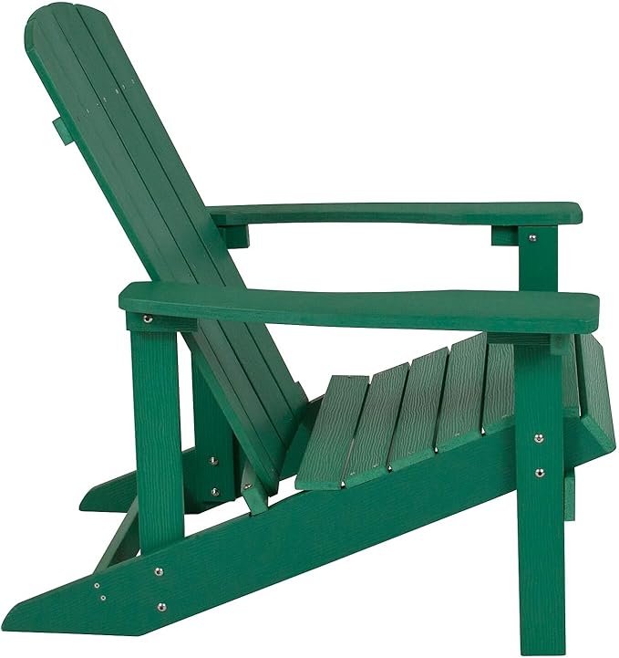 Flash Furniture Charlestown Poly Resin Adirondack Chair - Green - All Weather - Indoor/Outdoor - Set of 2