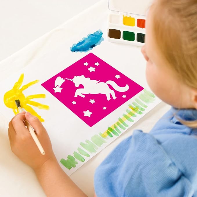 Epakh 24 Pieces Stencils for Kids 8 Inches Drawing Stencils Chalk Template Large Washable Geometric and Garden Themed Primary Shape Template for Kids Toddlers Preschooler(Girl Style)