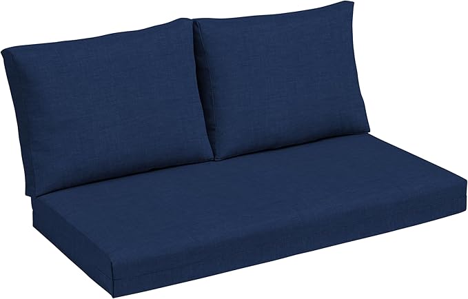 Arden Outdoor Loveseat Cushion Set, 48 x 24, Water Repellent, Fade Resistant, Cushion Set for Couch, Bench, and Swing, Sapphire Blue Leala