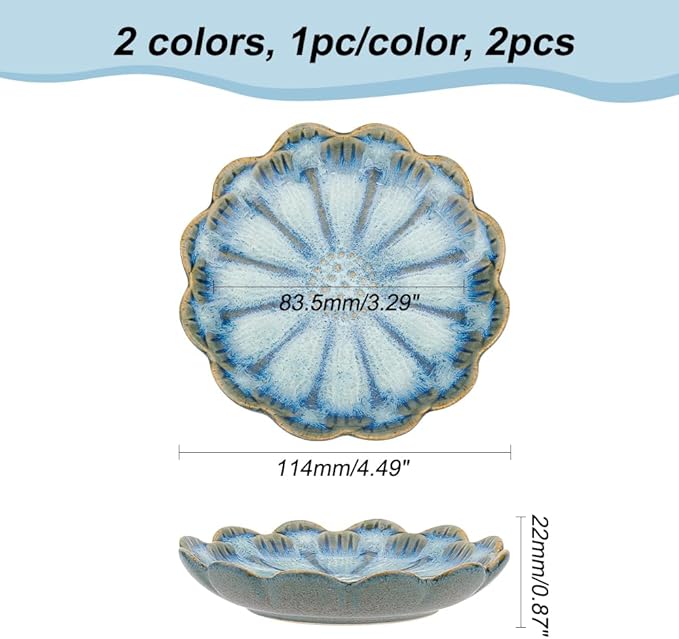 NBEADS 2 Pcs 2 Color Ceramic Jewelry Tray, Lotus Flower Shape Ring Dish Holder Porcelain Trinket Tray Decorative Trinket Plate for Ring Necklace Bracelet Jewelry Watch Key Gift