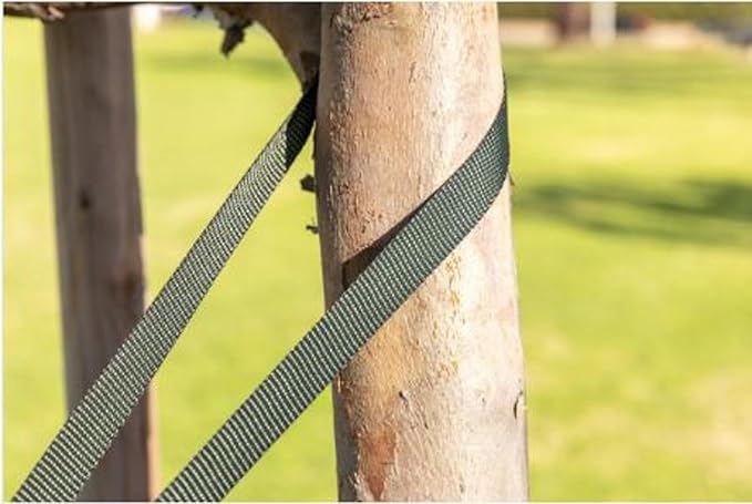 1 Roll 45 Feet Tree Tie Strap for Plant Support, Garden Strap for Outdoor Tree Straightening, Webbing Straps for Staking, 3/4 Inch Width Guying Material, 1500 Lbs Strength (Green) - 45 Feet