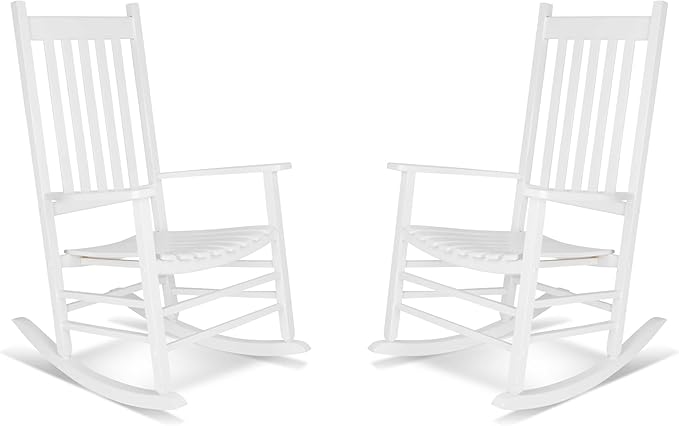 Shine Company Vermont Rocking Chairs, Outdoor Front Porch Rocker Set of 2, White