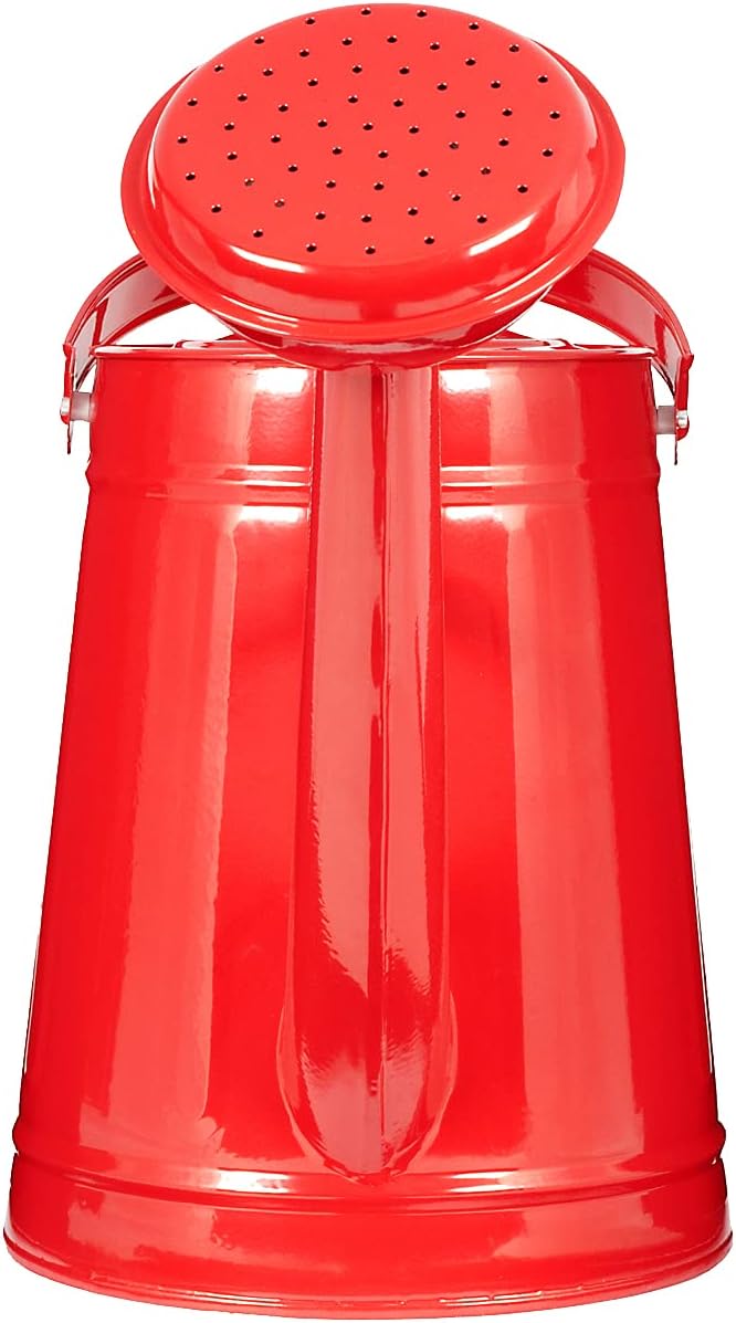 Metal Outdoor Watering Can, 1.2 Gallon Galvanized Steel with Sprinkler Head – Red